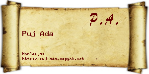 Puj Ada névjegykártya
